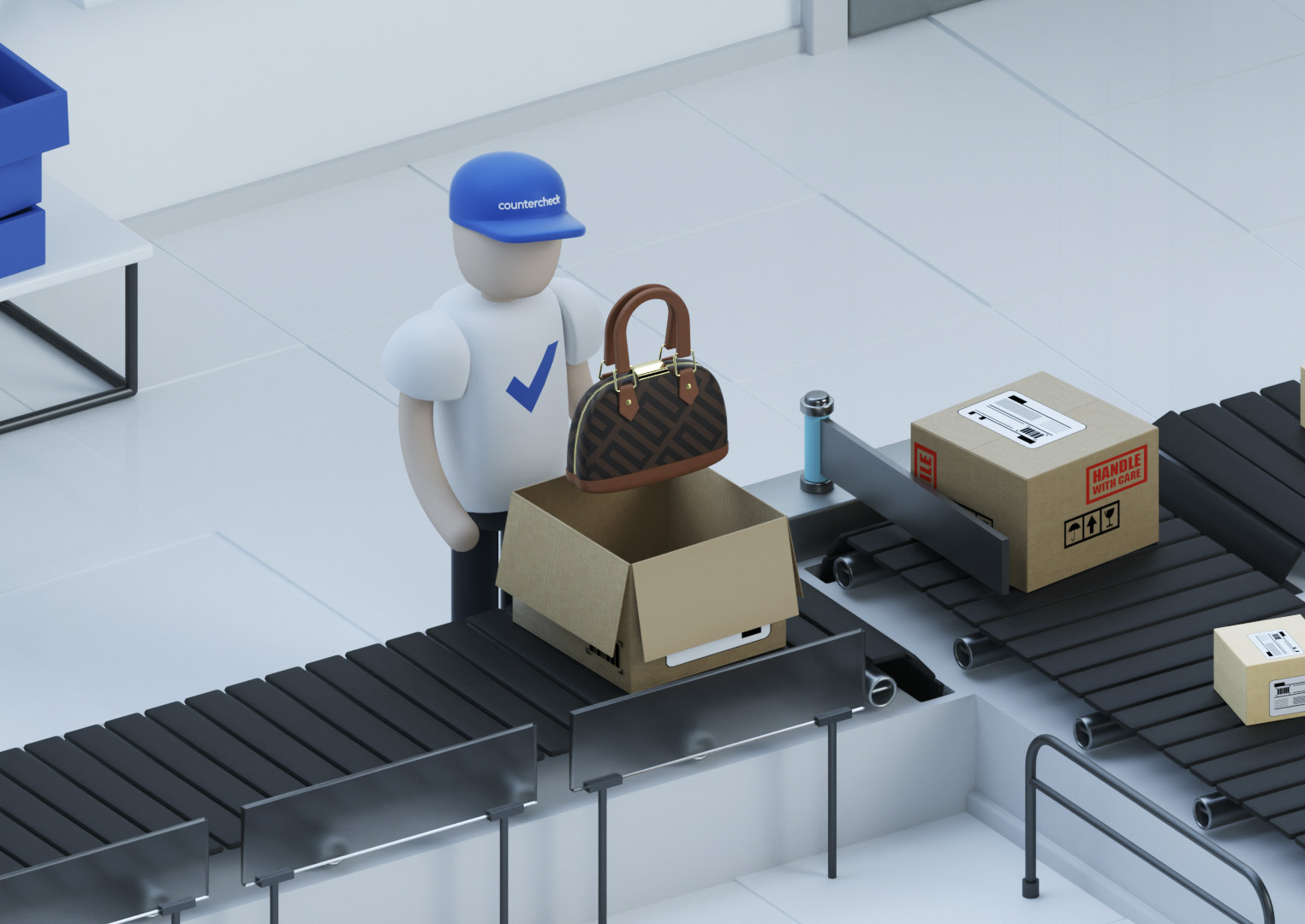 A representative monitoring and authenticating the IP-infringed parcels